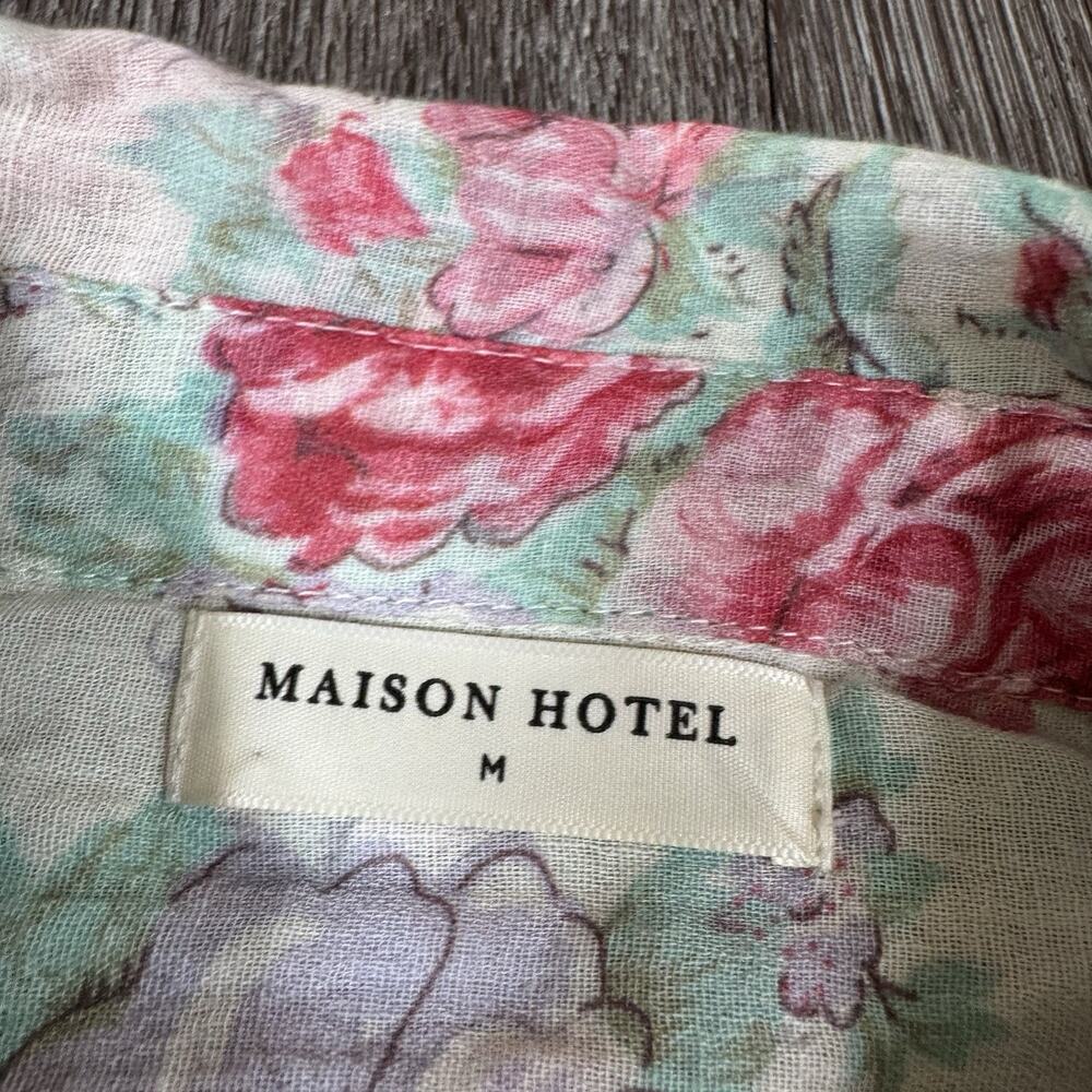 Read Description** Maison Hotel The Giorgia Blouse in Candy Roses Size M Cotton - Picture 5 of 13